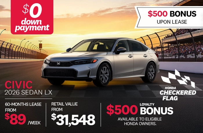 Bannière de Promotion Civic LX 2026